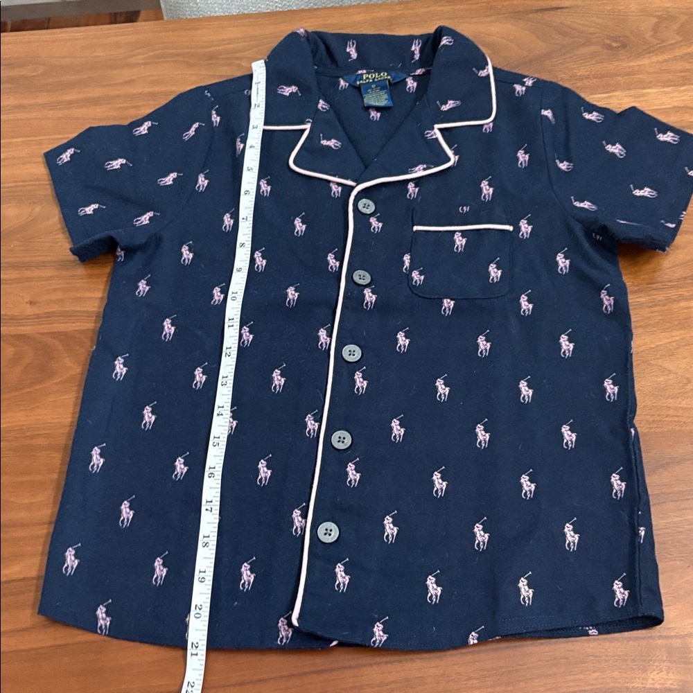 POLO RALPH LAUREN Girls Pony-print 2 piece flannel pajama set shorts Size 12 - Picture 8 of 11